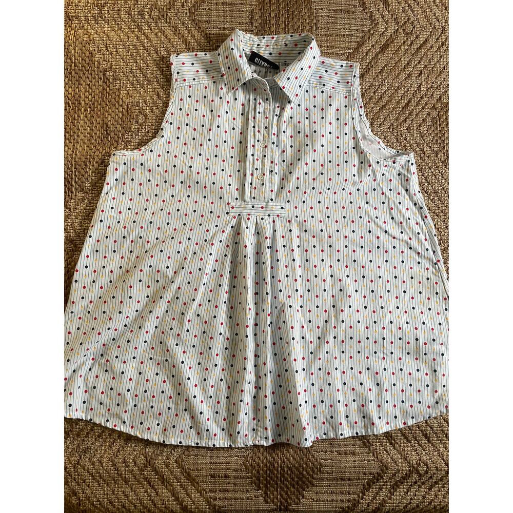 Vtg. 80s Gitano Polka Dot Sleeveless Top SZ L